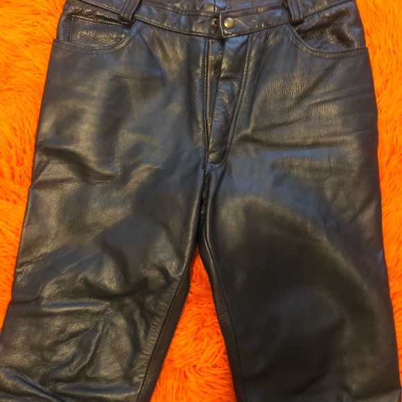 Men’s Black Leather pants sz.32 - Picture 8 of 14